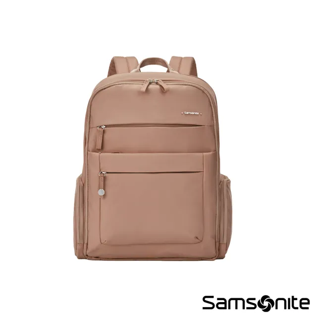 【Samsonite 新秀麗】MOVE 4.0 經典時尚輕量筆電後背包/女包/雙肩包/通勤包/電腦包14.1吋(杏仁米)