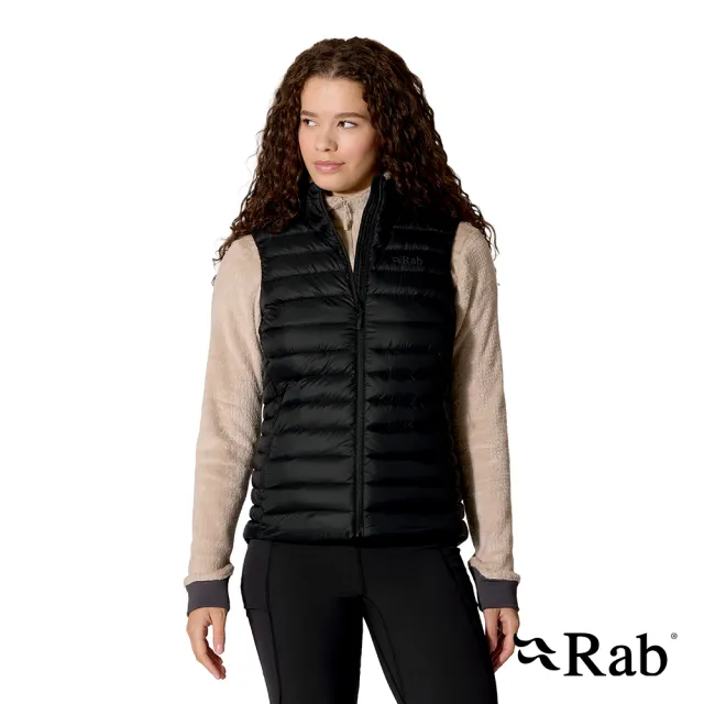 【RAB】Microlight Vest Wmns 輕量防風羽絨立領背心 女款 黑色 #QDB97