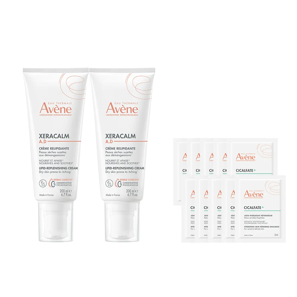 【Avene 雅漾】官方直營 舒緩乾癢霜200ml  2入組(一般清爽型)