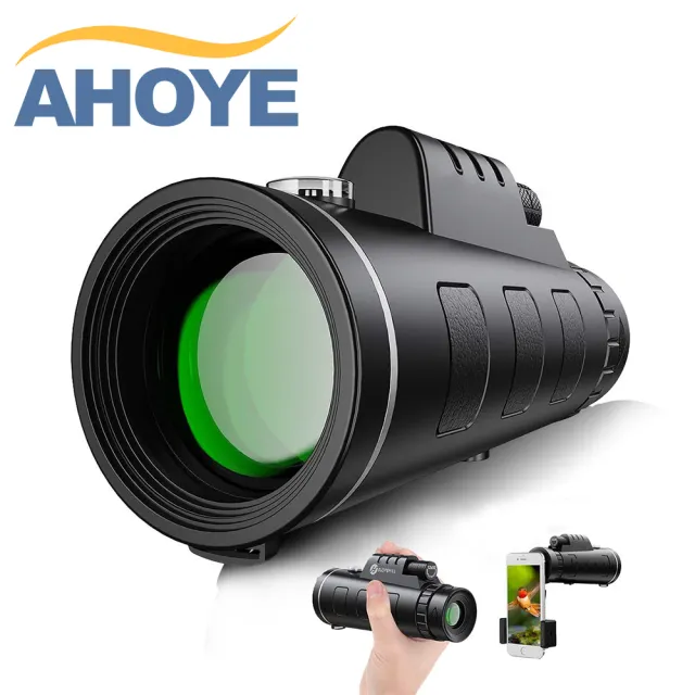 【AHOYE】40X60防水單筒望遠鏡 附手機拍攝夾
