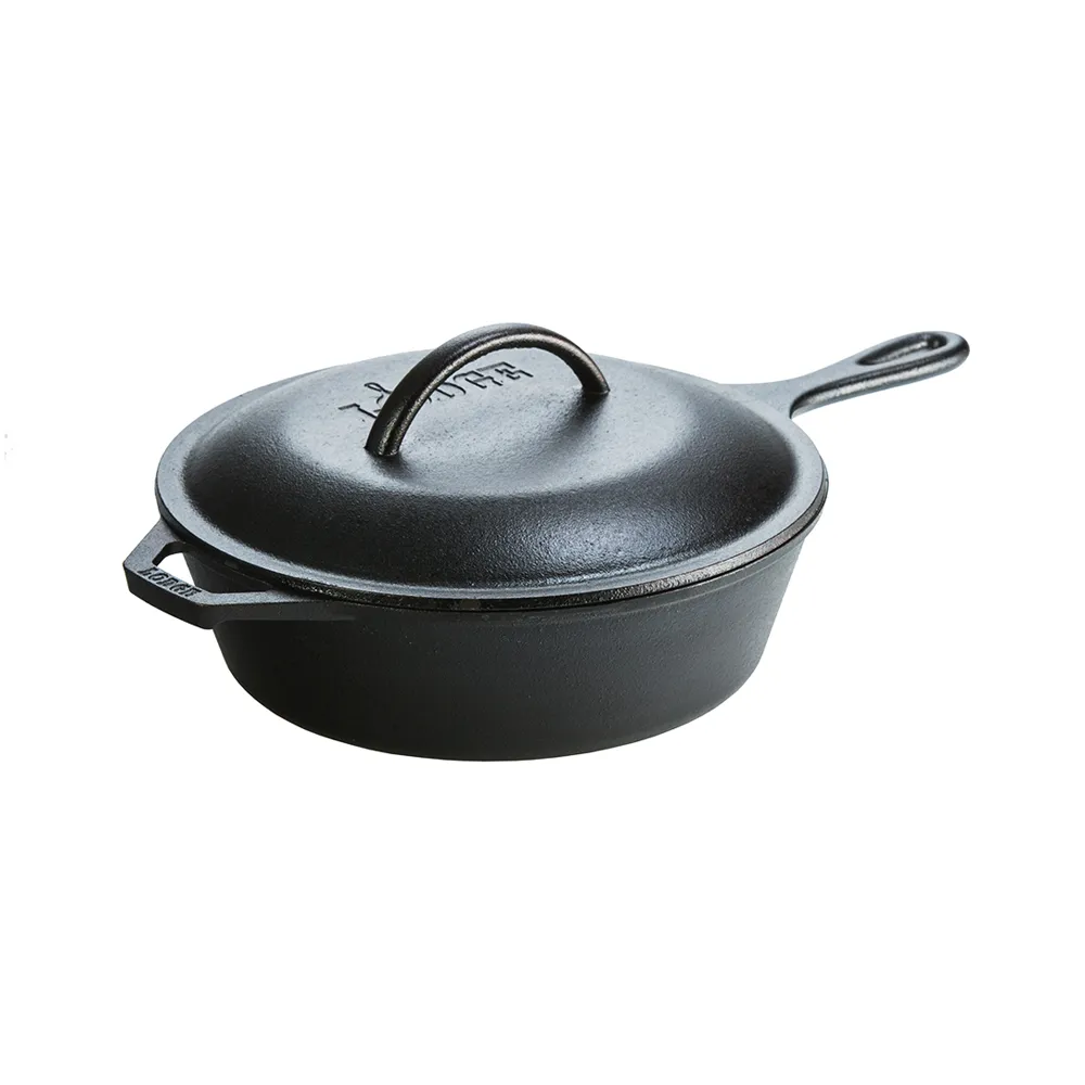 【LODGE】美國製鑄鐵平底深煎鍋附蓋-27cm (鑄鐵煎鍋/油炸鍋/鑄鐵鍋/平底深鍋/L8CF3)