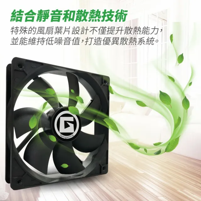 【Apexgaming 美商艾湃電競】奈米光觸媒空氣淨化散熱風扇 AC-120Ti
