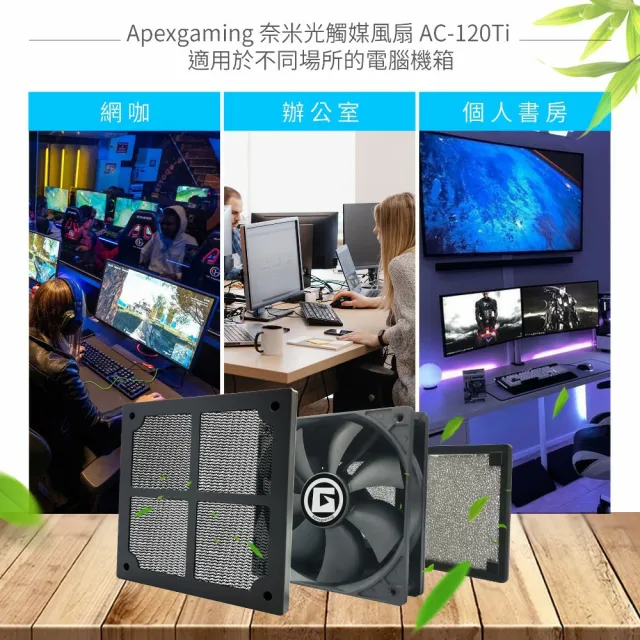 【Apexgaming 美商艾湃電競】奈米光觸媒空氣淨化散熱風扇 AC-120Ti
