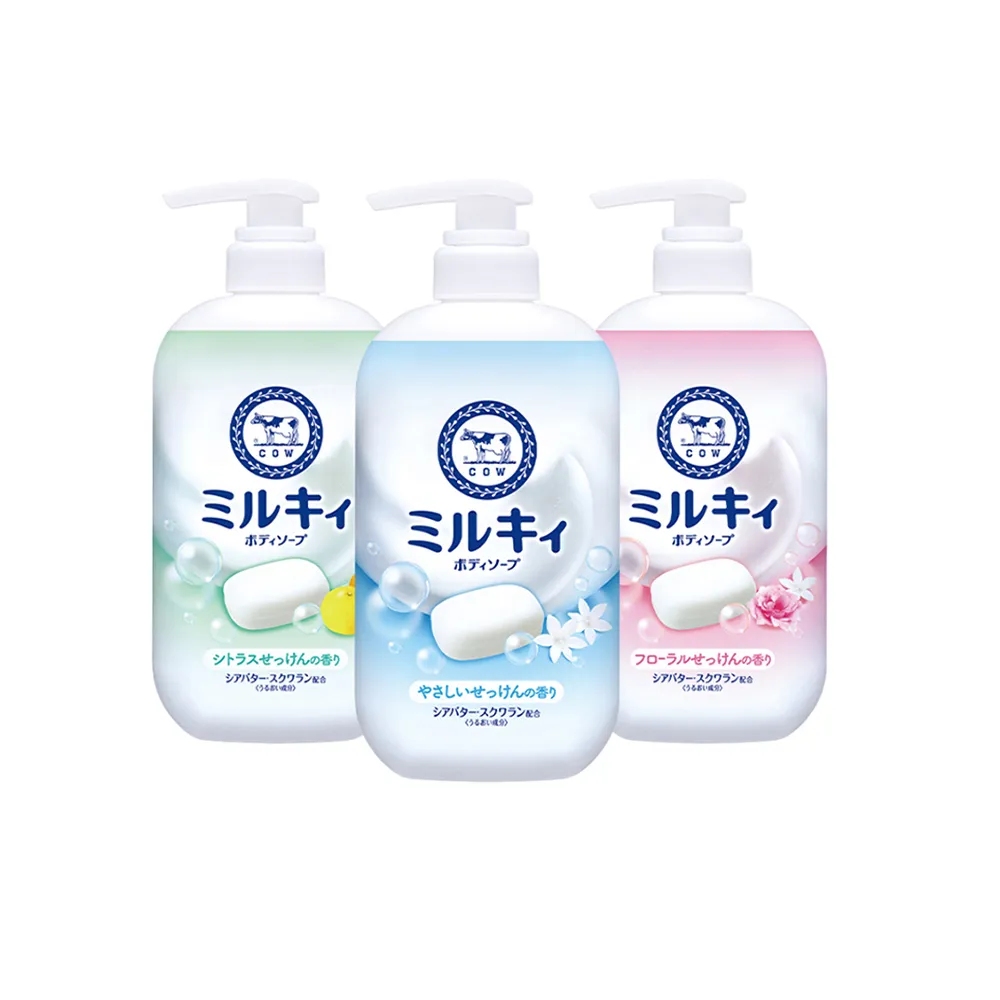 【日本牛乳石鹼】牛乳精華沐浴乳500ml(乳木果油/角鯊烷/玫瑰花香/柚子果香/清新皂香)