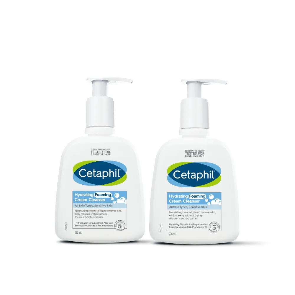 【Cetaphil 舒特膚】官方直營 全效泡泡潔膚乳 236ml*2入(洗面乳/敏弱肌/B3/B5/甘油/蘆薈)