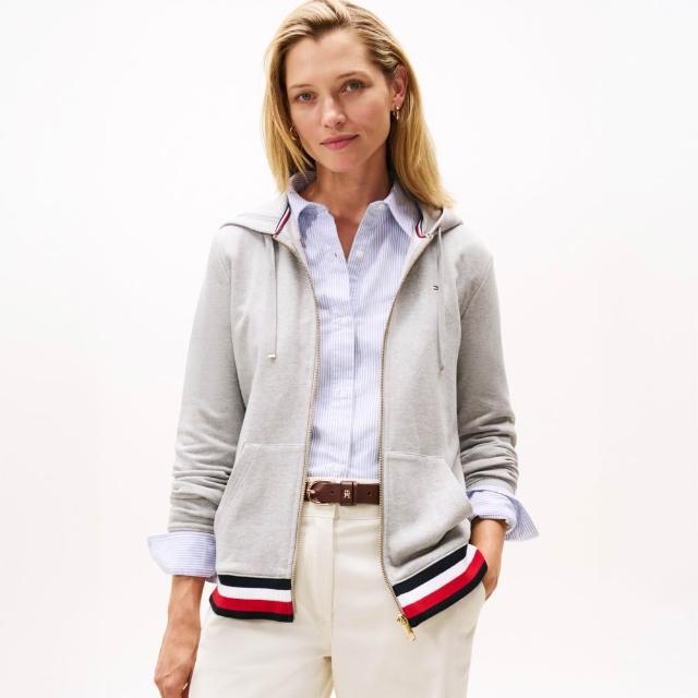 【TOMMY HILFIGER】官方旗艦館Heritage 拉鍊連帽外套 灰色
