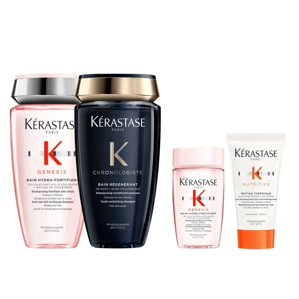 【KERASTASE 巴黎卡詩】髮浴250ml二入組(黑鑽極萃逆時+粉漾芯生清爽型)