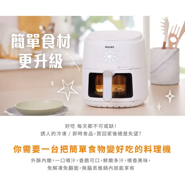 【Philips 飛利浦】抽UX20戰鬥陀螺_星樂視透視海星氣炸鍋4.2L_NA221_黑白兩色任選