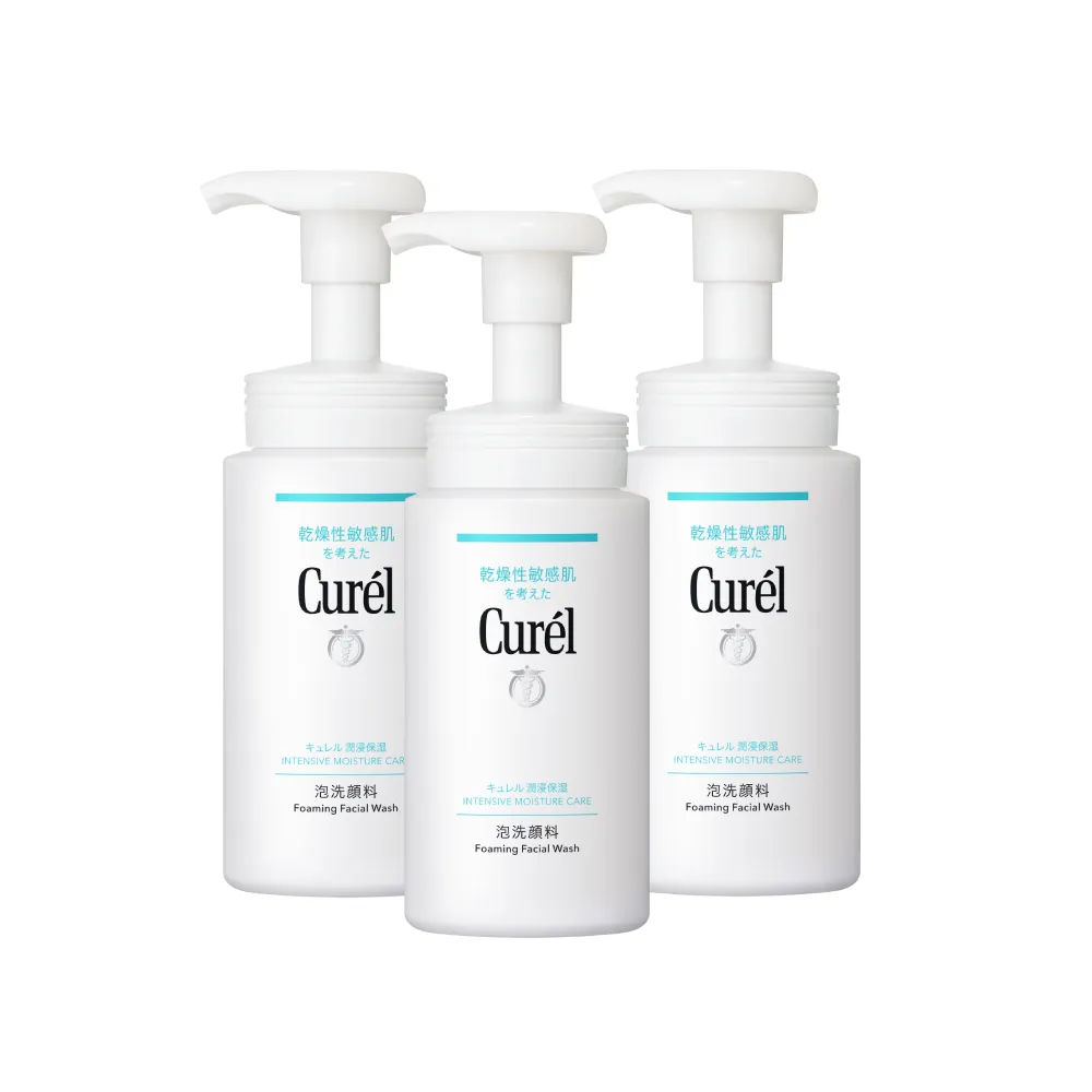 【Curel 花王珂潤】潤浸保濕洗顏慕絲3入組(150ml*3)
