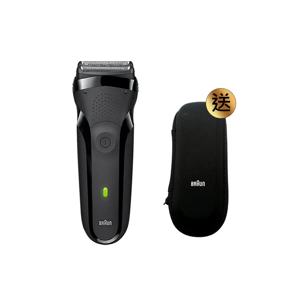 【BRAUN 百靈】三鋒系列電動刮鬍刀/電鬍刀-黑 充插兩用(300s-B)