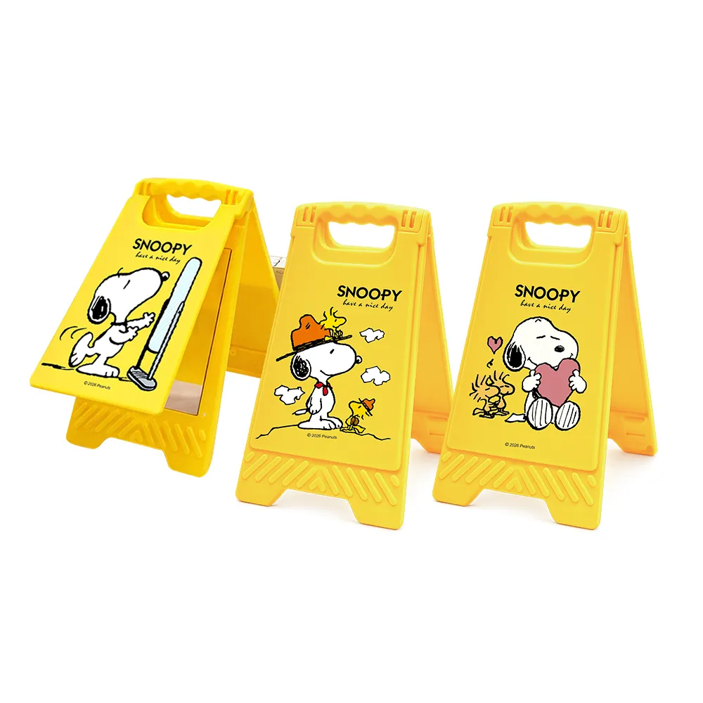 【SNOOPY 史努比】掀蓋鏡子手機支架