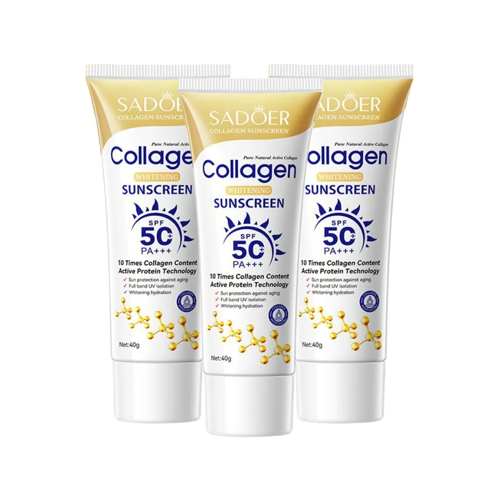 【iBloom】SADOER 膠原蛋白Collagen SPF50防曬乳40g-3入組(SPF50高效防護  防曬乳)