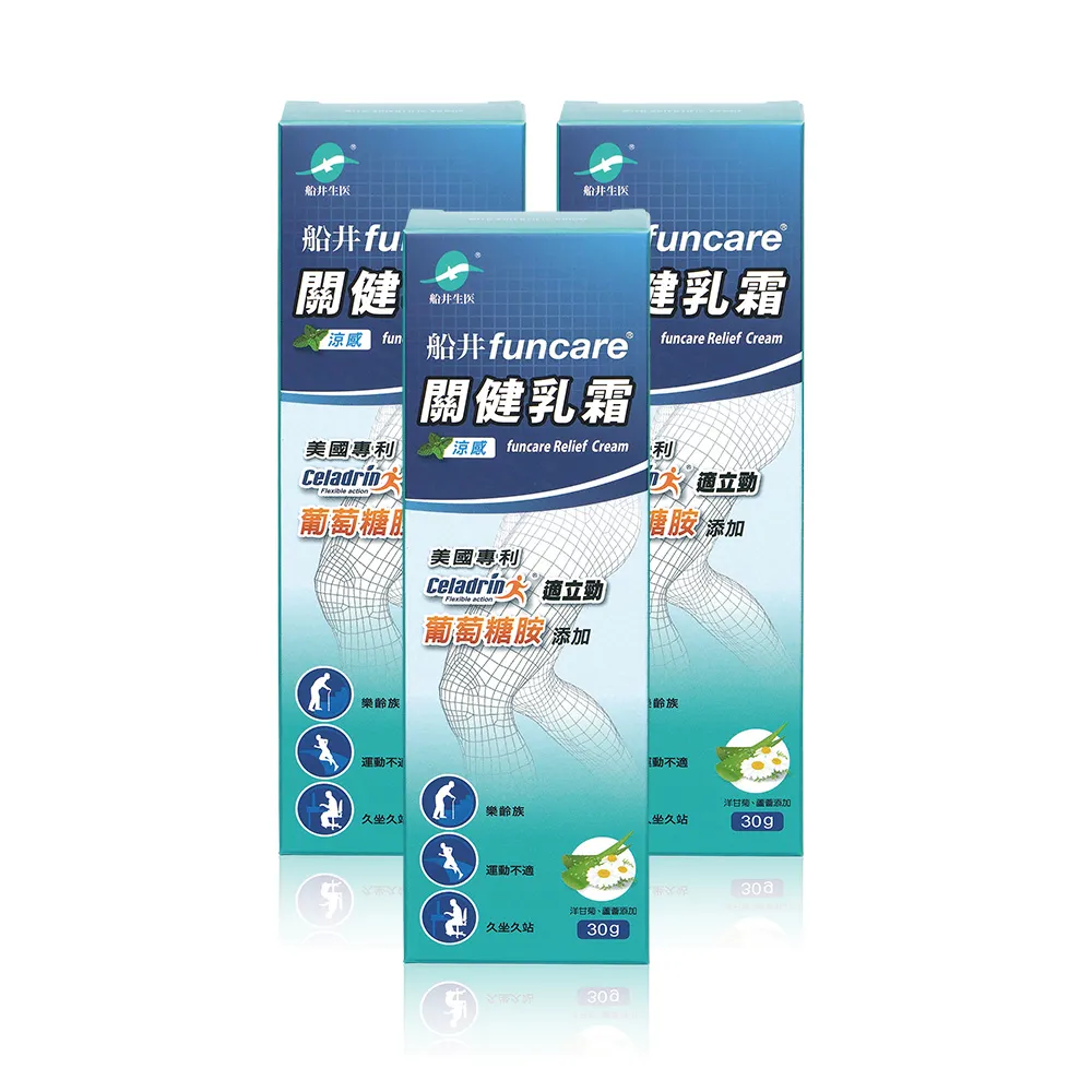 【funcare 船井生醫】celadrin適立勁關健乳霜30gX3入(舒緩乳霜x擦的葡萄糖胺_涼感)