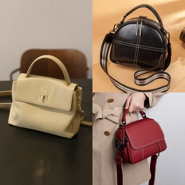 【米蘭精品】現貨+預購真牛皮側背包真皮包包單肩斜背包手提包小方包復古簡約大容量女包包3款ma1ml8 C