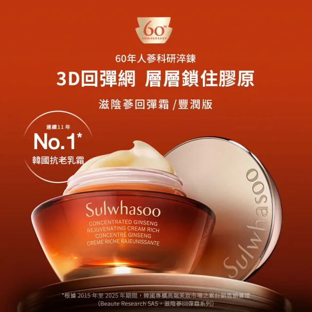 【Sulwhasoo 雪花秀】官方直營 滋陰蔘回彈霜50ml禮盒(豐潤版 2026)