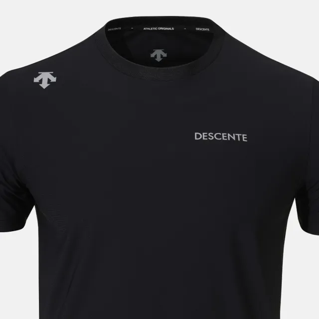 【DESCENTE】短袖上衣 男 女 中性 快排 BACK GRAPHIC SHORT SLEEVET-SHIRTS 黑 SR323RTS78-BLK0