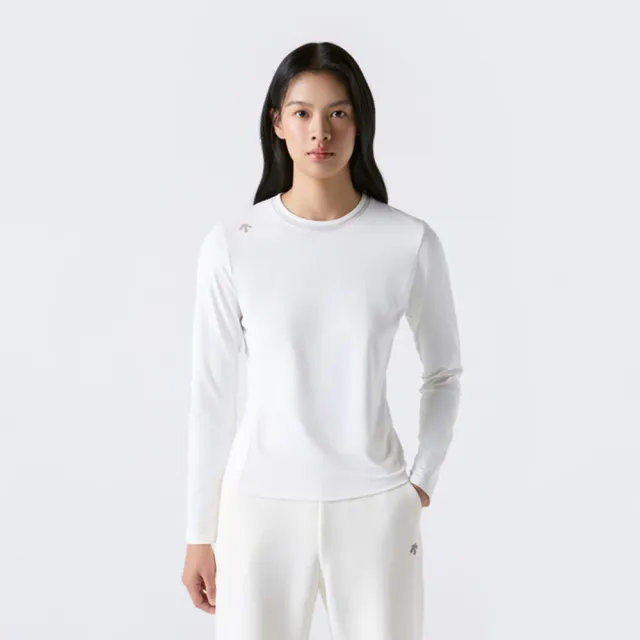 【DESCENTE】長袖上衣 女 快排 WOMENS BASIC LONG SLEEVE T-SHIRTS 象牙白 SR322PTL81-IVY0
