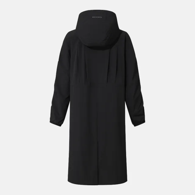 【DESCENTE】連帽長版外套 女 雙向拉鍊 WOMENS LINING LONG JACKET 黑 SR322PJK82-BLK0