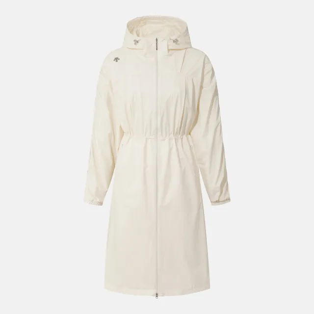 【DESCENTE】連帽長版外套 女 雙向拉鍊 WOMENS LINING LONG JACKET 象牙白 SR322PJK82-IVY0