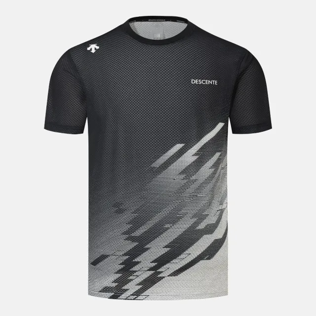 【DESCENTE】短袖上衣 男 訓練 慢跑 快排 ENGINEERED MESH ALL-OVER PATTERN SS 黑 SR321RTS82-BLK0