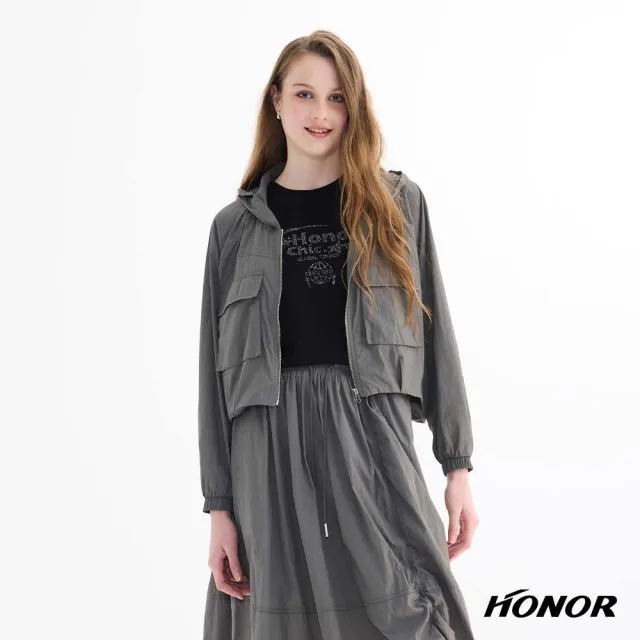 【HONOR 山形屋】休閒連帽翻蓋口袋輕量外套-灰