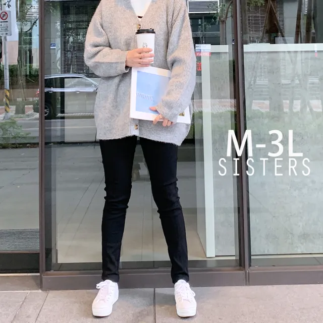 【SISTERS】顯瘦俐落感彈力貼腿黑色長褲 內搭褲/M-3L(女下著/女長褲/內搭褲/抗溫差/顯瘦/褲子/女褲)