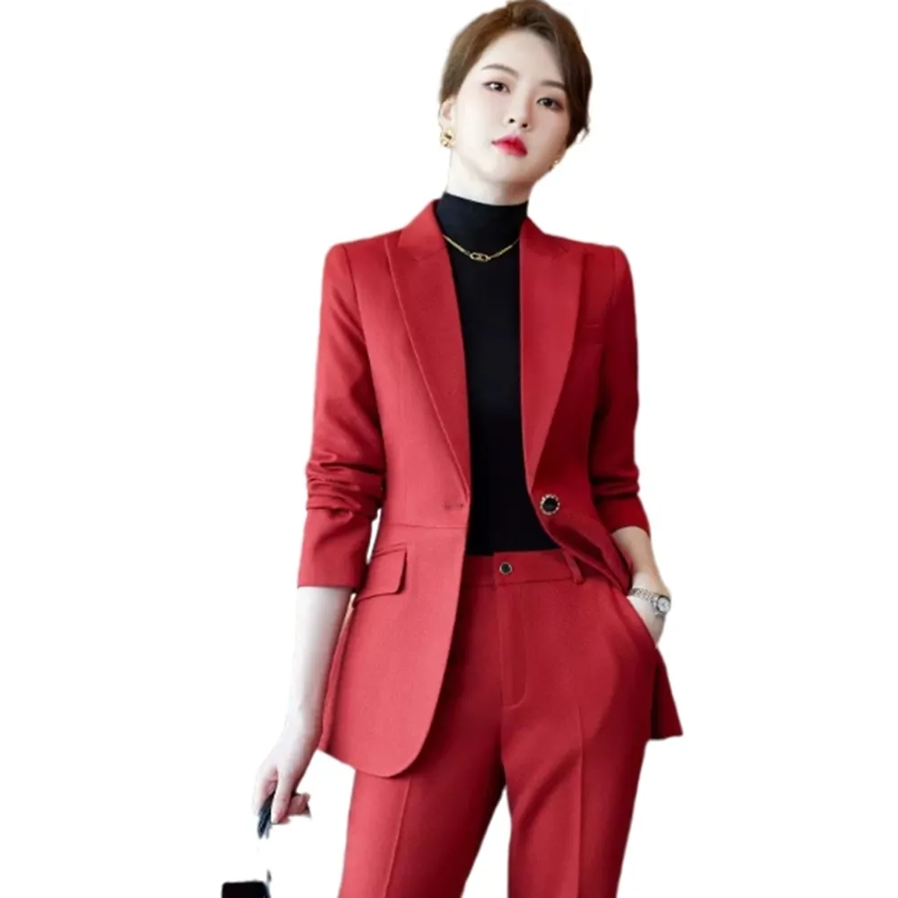 【巴黎精品】現貨+預購 西裝套裝兩件套(一粒扣外套長褲秋冬女西服5色p1al70)