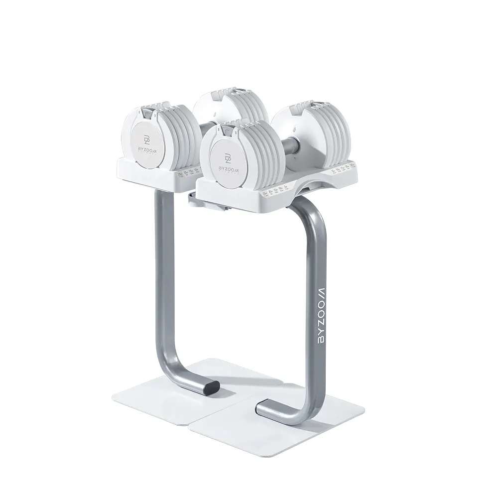 【BYZOOM FITNESS】Pure Series可調式啞鈴25lb/約11.3kg 雙入+專用啞鈴架(黑/白二色)