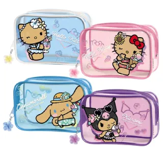【小禮堂】雙11 Sanrio 三麗鷗 PVC透明化妝包 曬黑泳衣款 Kitty 酷洛米 大耳狗