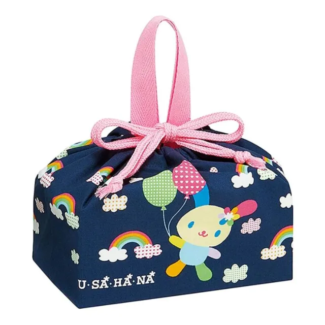 【小禮堂】雙11  Sanrio 三麗鷗 花小兔 棉質手提便當袋 KB7 深藍彩虹款