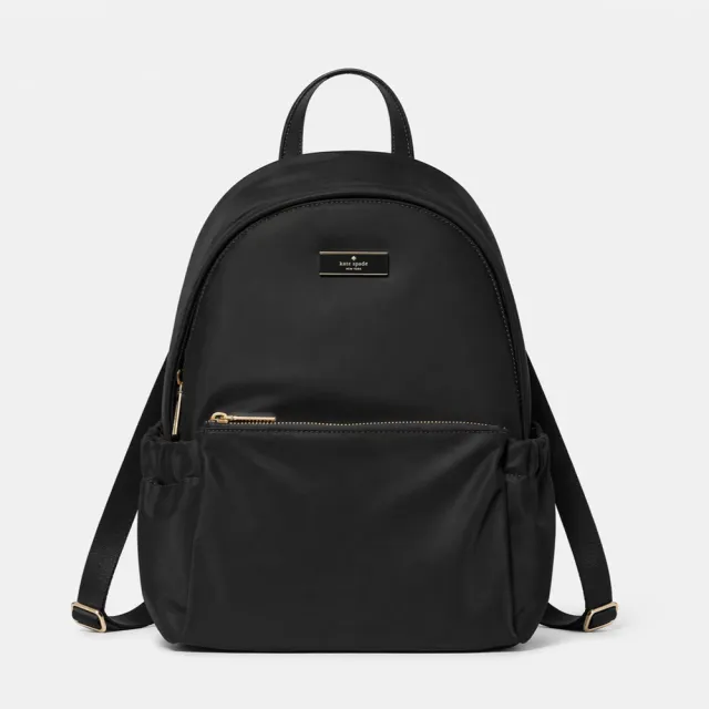 【KATE SPADE】Carter 輕量尼龍後背包-經典黑色｜A4大容量 通勤旅行雙肩包