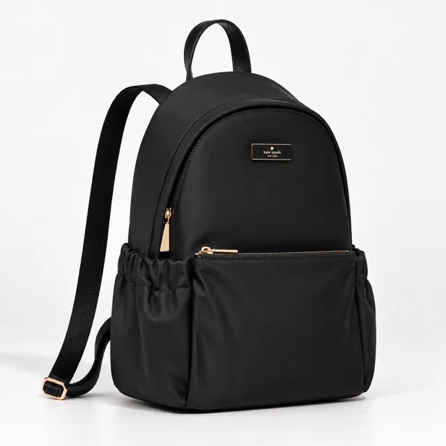 【KATE SPADE】Carter 輕量尼龍後背包-經典黑色｜A4大容量 通勤旅行雙肩包