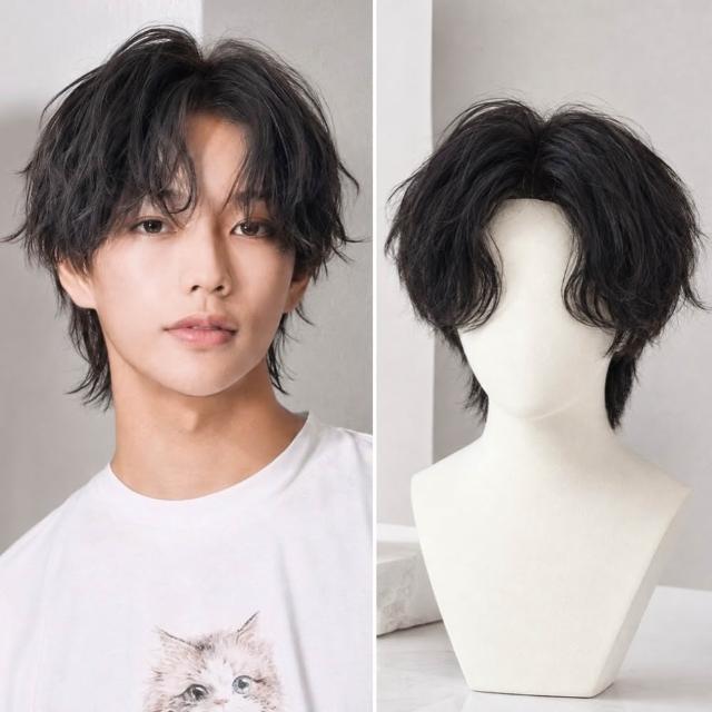【EMMA SUE】狼尾假髮 捲髮假髮 中性假髮 髮飾 COS用假髮 整頂假髮 真髮假髮 自然假髮 禿頭救星 男