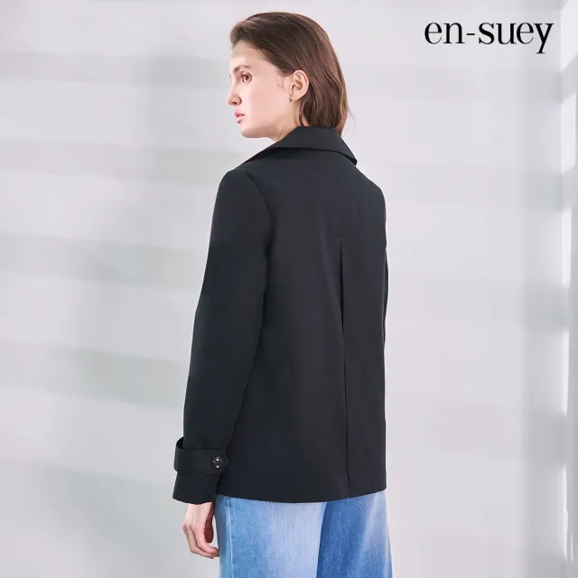 【en-suey 銀穗】率性翻領短版風衣外套-女