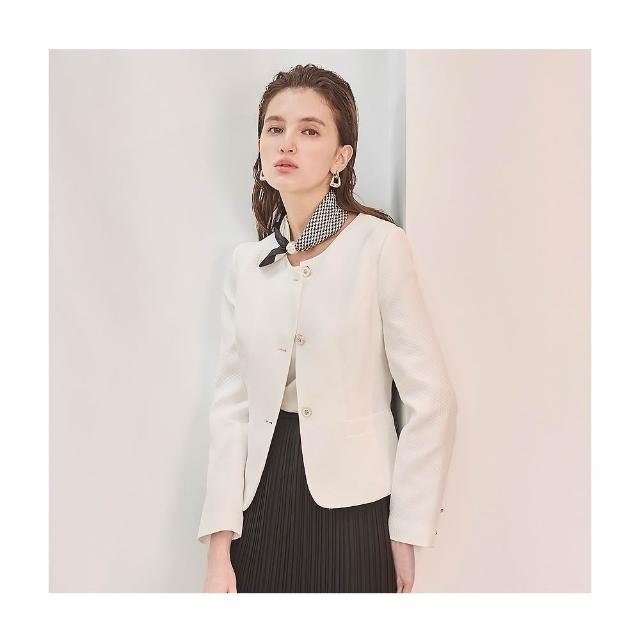 【en-suey 銀穗】紋理感簡約無領外套-女