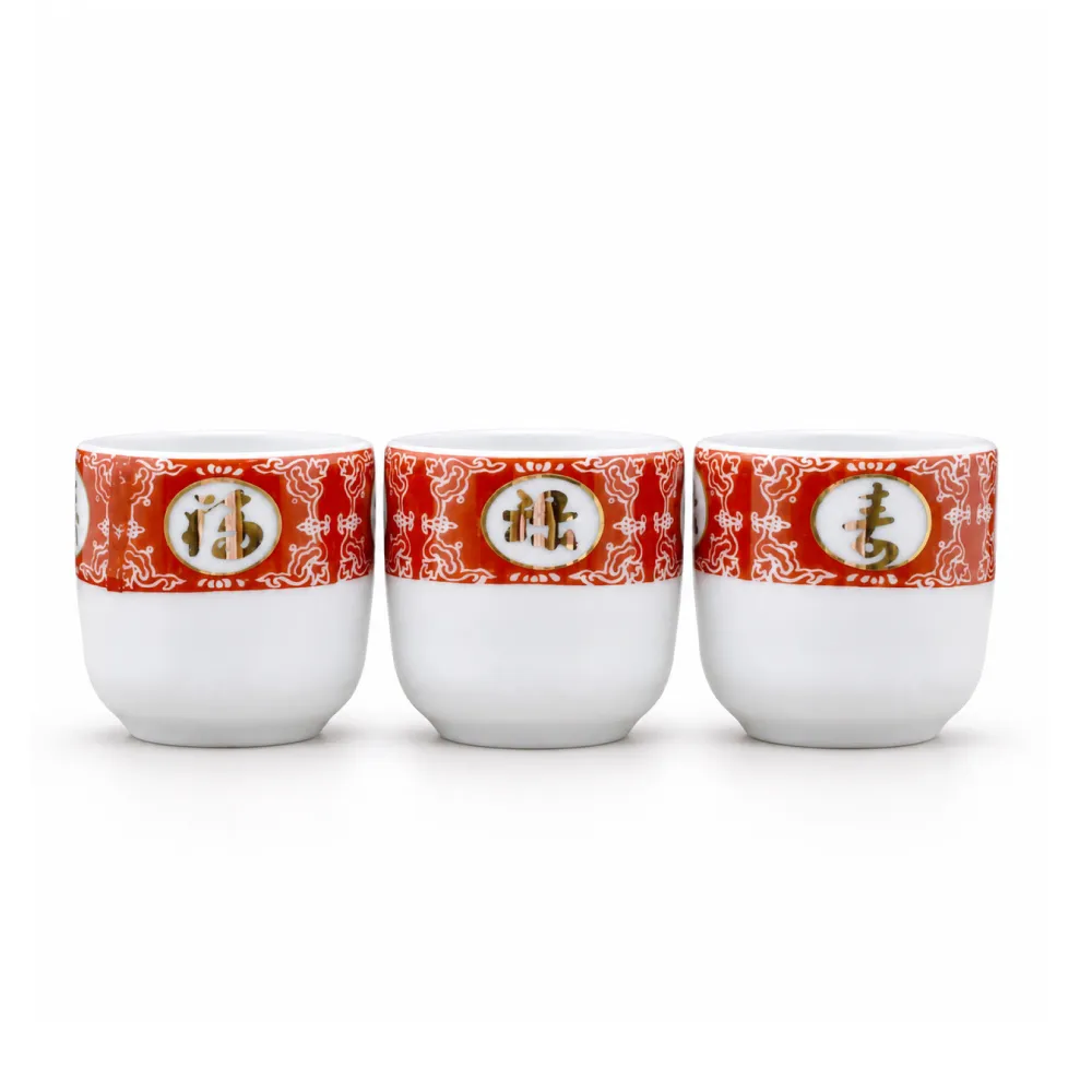 台灣聖力達】福祿壽喜小供水杯3入組(佛前供佛水杯燙金神明杯祖先杯聖水
