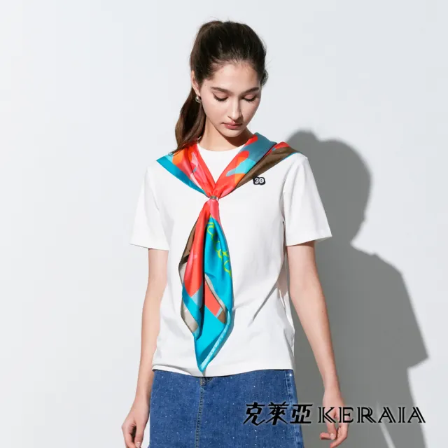 【KERAIA 克萊亞】魅力價-花影流光剪影花卉絲巾