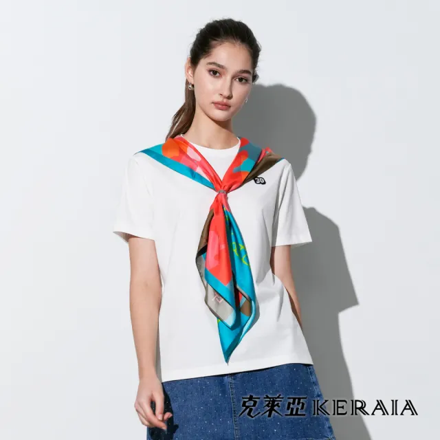 【KERAIA 克萊亞】魅力價-花影流光剪影花卉絲巾