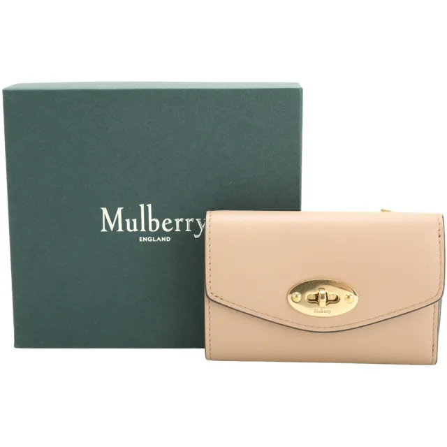 【MULBERRY】Darley 皮夾 郵差鎖釦牛皮三折短夾(裸膚色 質感真皮 精品夾)
