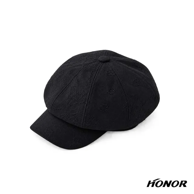 【HONOR 山形屋】立體緹花刺繡八角報童帽-黑/米