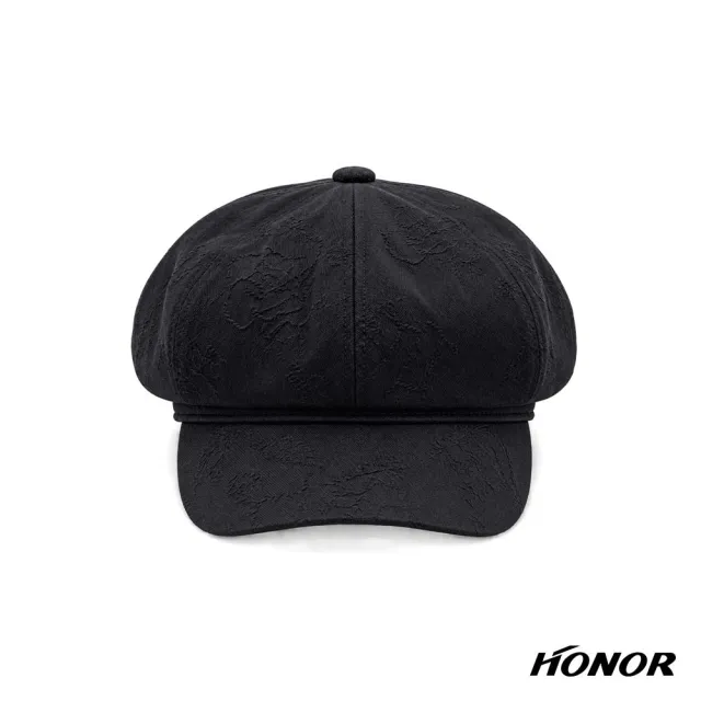 【HONOR 山形屋】立體緹花刺繡八角報童帽-黑/米