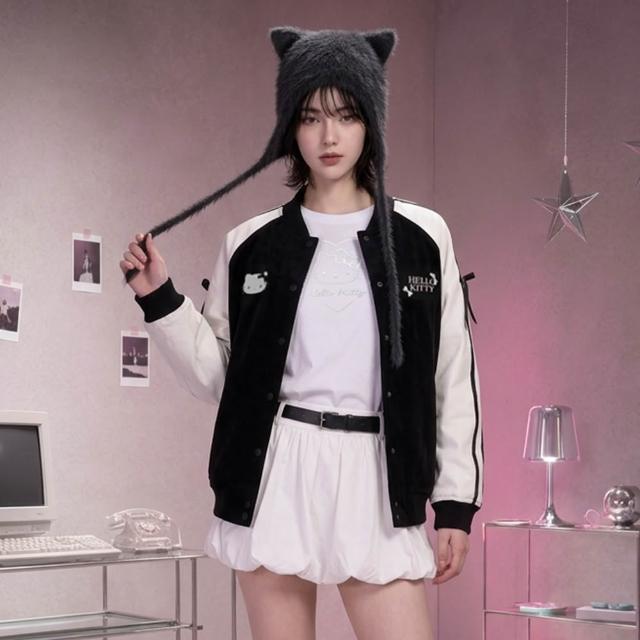 【CACO】Hello Kitty蝴蝶結棒球外套(M2SA044)