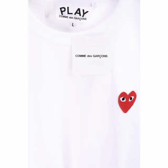 【川久保玲】COMME des GARCONS PLAY 紅愛心刺繡補丁白色短袖純棉T恤 精品TEE