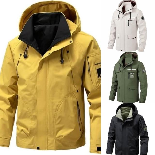 【巴黎精品】多款防風外套戶外機能衝鋒衣登山連帽外套發熱防水大尺碼休閒男裝(抗污長袖上衣n1lc53)