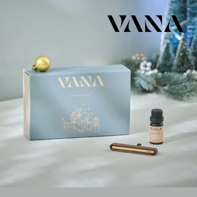 【VANA】車用香氛夾+亞麻風拂純淨精油禮盒│亞麻花草調│車用香氛│療癒推薦│送禮必備│木框款