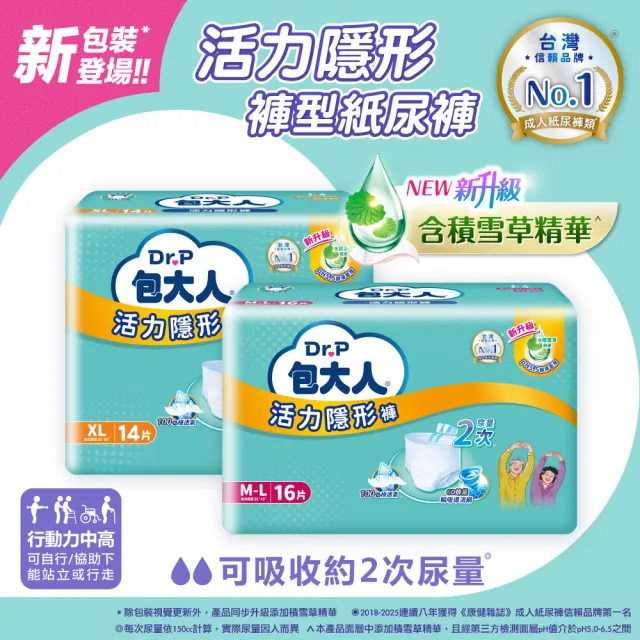 【包大人】輕舒超薄褲/活力隱形褲/防漏安心復健褲M-L/XL(4包/箱購 褲型 成人紙尿褲 尿布)
