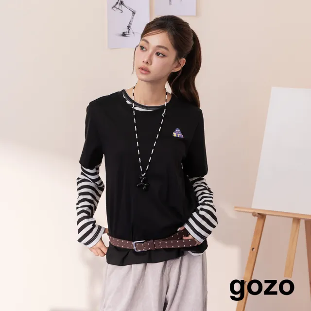 【gozo】Ada專注學習合肩印花T恤(黑色/白色/綠色)