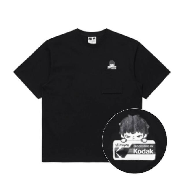 【KODAK Apparel】柯達 男女同款 短袖T恤 涼感 KODAK X Hirono 口袋印花 BLACK 黑色 / KB602036BLK