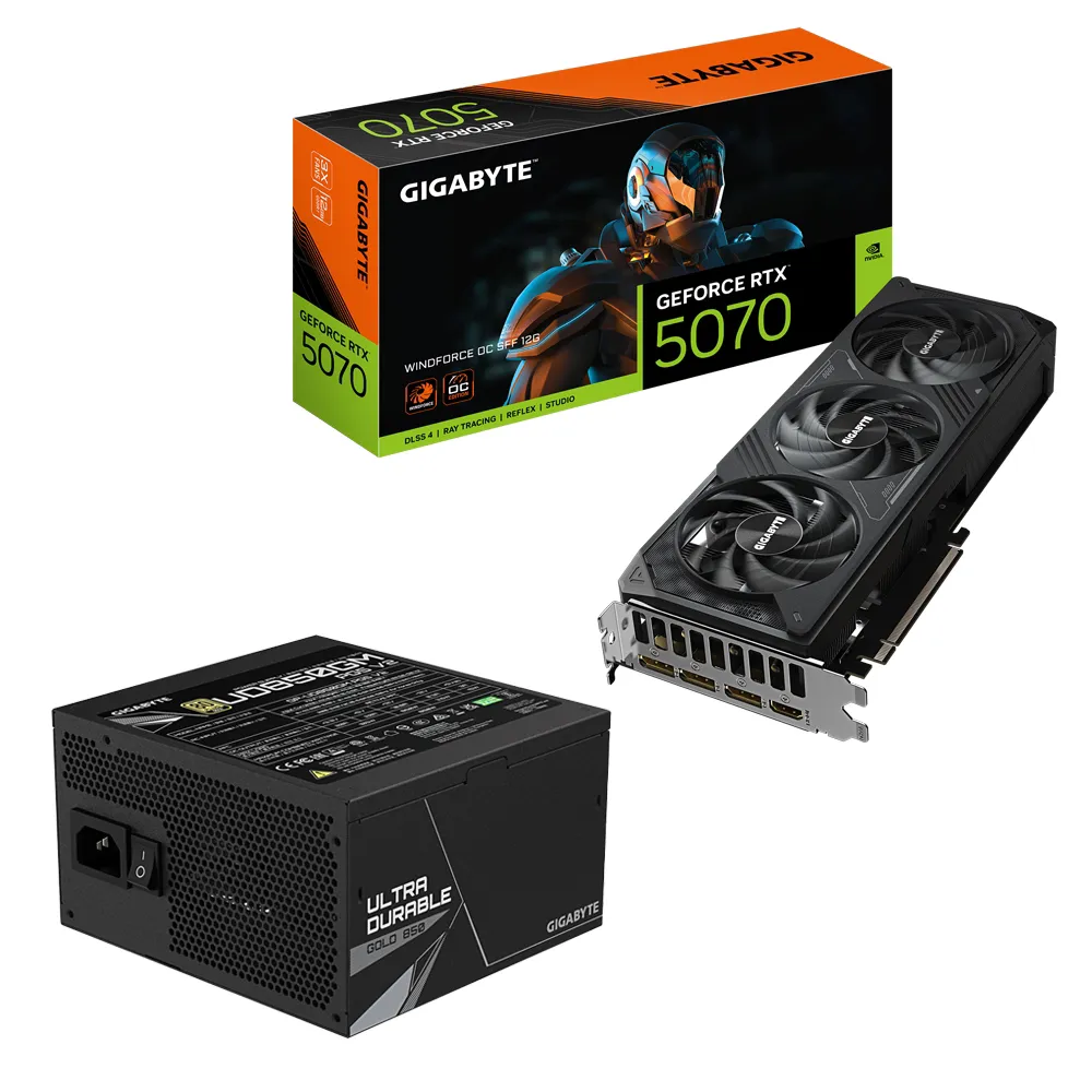 【技嘉】顯卡+電源組★GeForce RTX5070 WINDFORCE OC SFF 12G 顯示卡+技嘉UD850GM PG5 V2 850W金牌電源