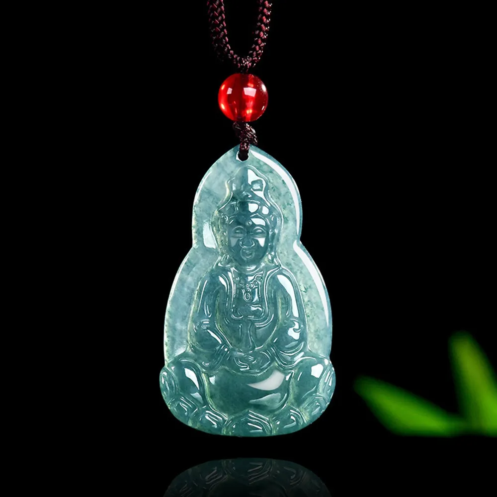 Paiya 派亞】天然A貨翡翠藍水淨瓶觀音菩薩吊墜冰種玉石掛件男女款(送禮